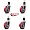 Service Caster 4'' Red Poly Wheel Swivel 1-7/8'' Expanding Stem Caster Set, 4PK SCC-EX20S414-PPUB-RED-178-4 - alternate 4